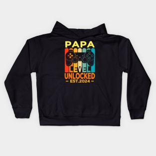 papa level unlocked est 2024 Kids Hoodie